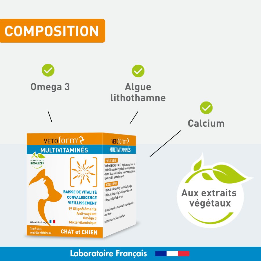 Aliment complémentaire- Multivitaminés chat et chien - 100g