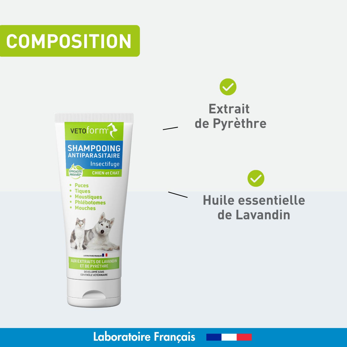 Shampooing antiparasitaire insectifuge - Chien et Chat - 200ml