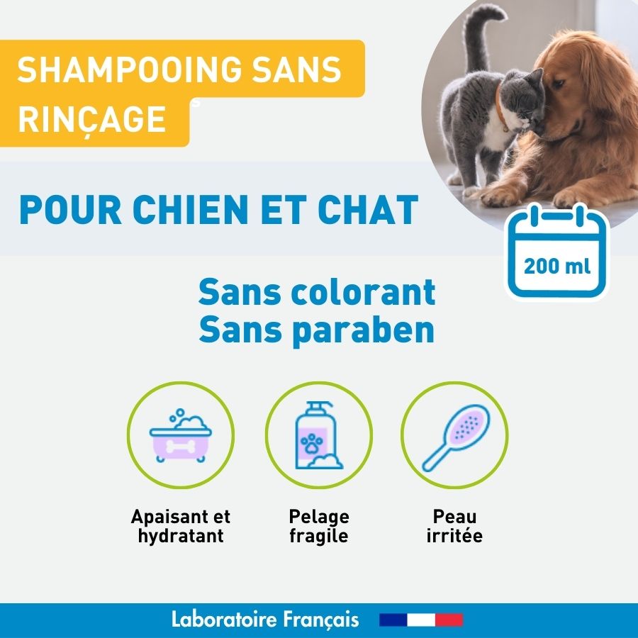 Shampooing sans rinçage chien et chat - 200ml