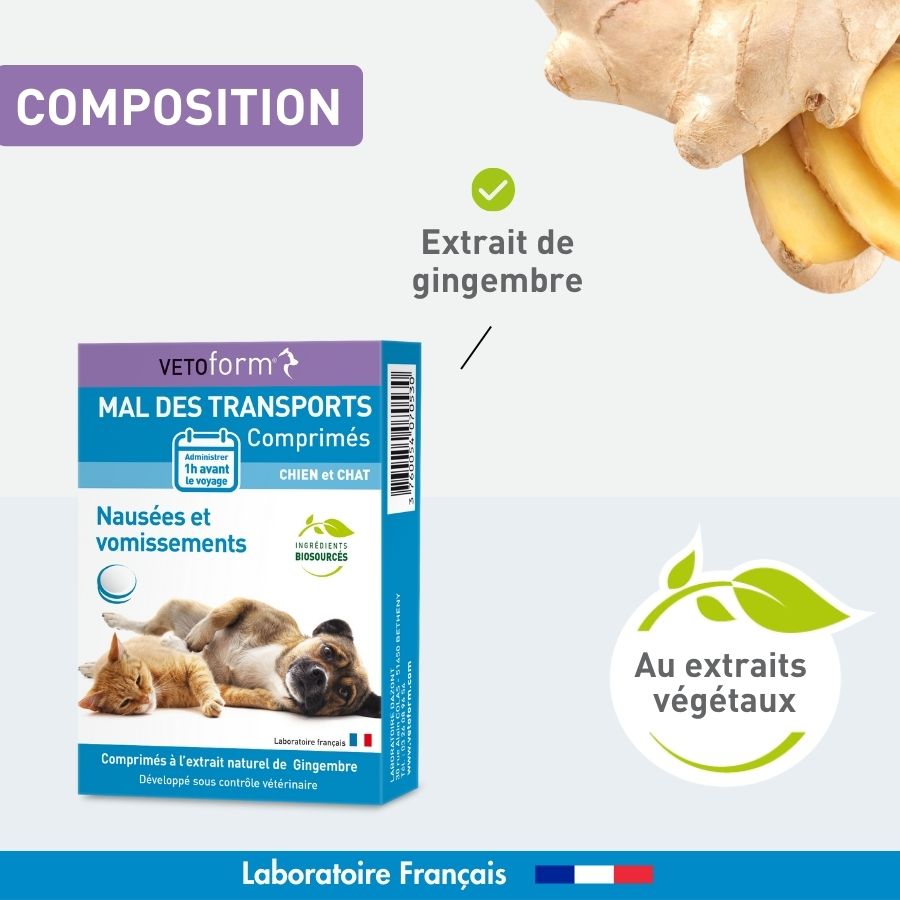 Calmant Mal des transports chien et chat - 30 cp