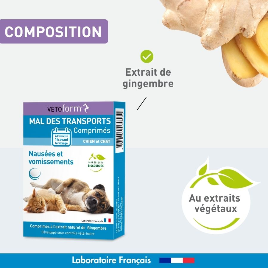 Calmant Mal des transports chien et chat - 30 cp  