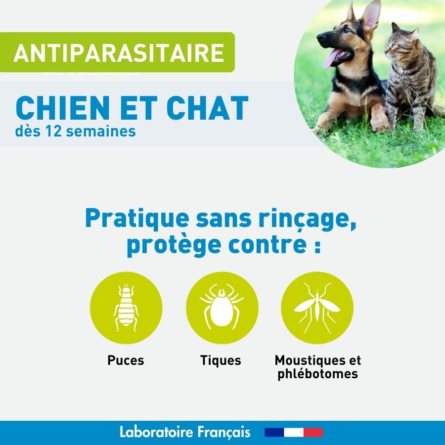 Mousse antiparasitaire répulsive chien et chat - 150ml