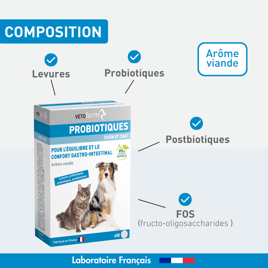 Probiotiques chien et chat - 30 comprimés