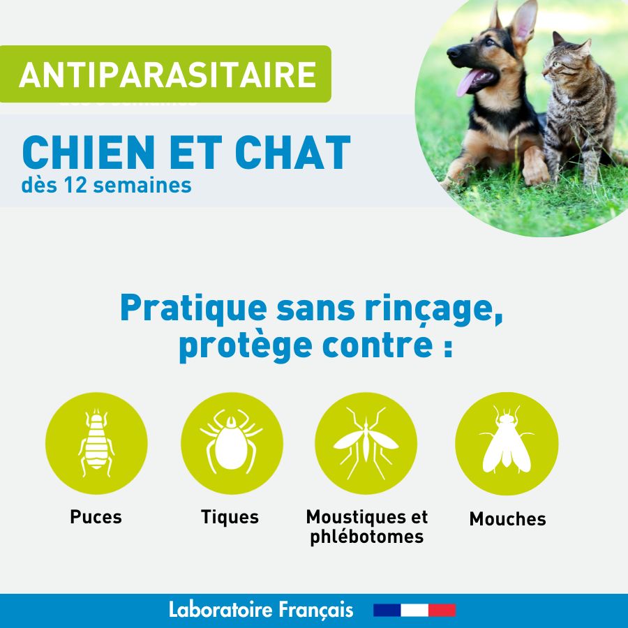 Mousse antiparasitaire répulsive chien et chat - 150ml