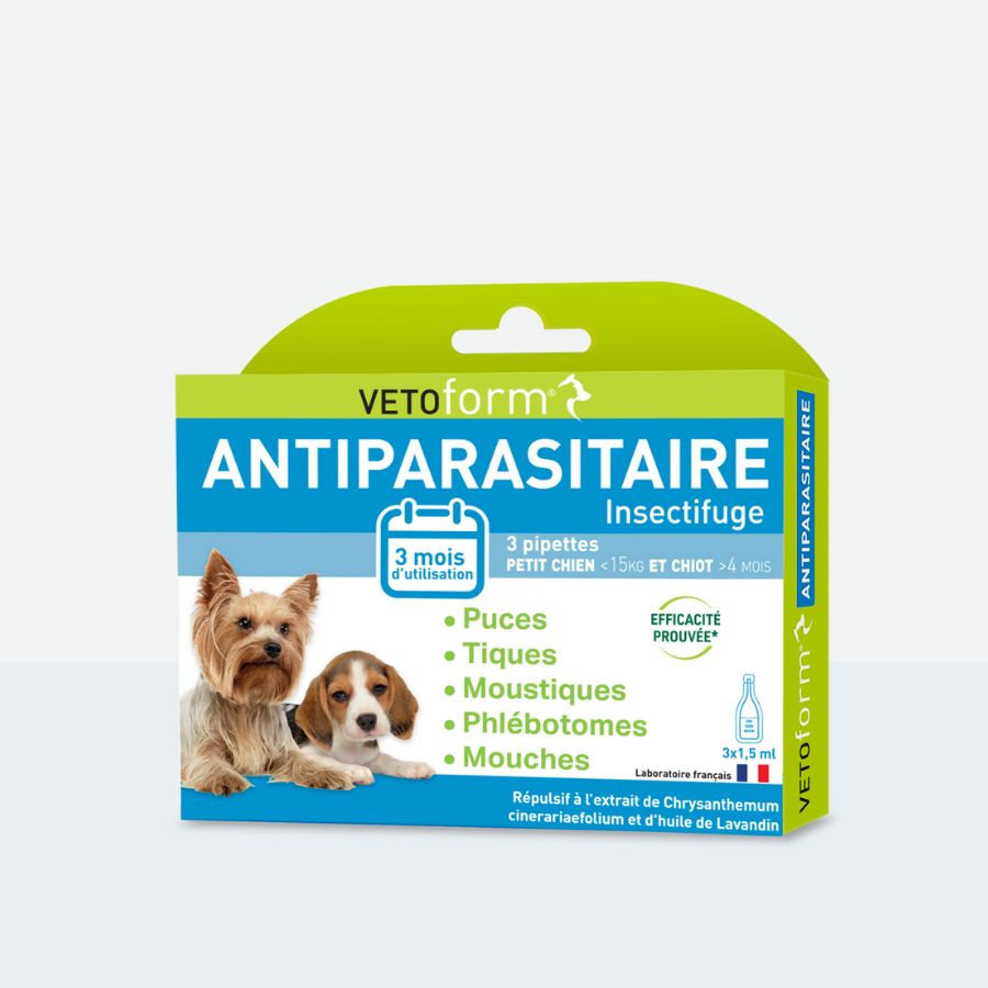 Antiparasitaire petit chien et chiot - 3 pipettes